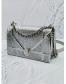 CHRISTIAN DIOR DIORAMA MEDIUM SILVER METALLIC CANNAGE LEATHER FLAP CHAIN CROSSBODY BAG