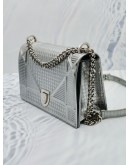 CHRISTIAN DIOR DIORAMA MEDIUM SILVER METALLIC CANNAGE LEATHER FLAP CHAIN CROSSBODY BAG