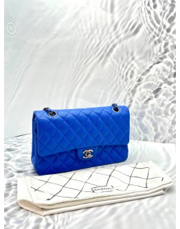 (LIKE NEW) CHANEL CLASSIC MEDIUM DOUBLE FLAP GOLD CHAIN BAG IN INDIGO BLUE CAVIAR LEATHER