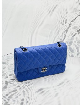 (LIKE NEW) CHANEL CLASSIC MEDIUM DOUBLE FLAP GOLD CHAIN BAG IN INDIGO BLUE CAVIAR LEATHER