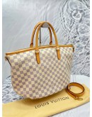 (LIKE NEW) LOUIS VUITTON WHITE DAMIER AZUR CANVAS RIVIERA MM TOTE BAG WITH LONG STRAP