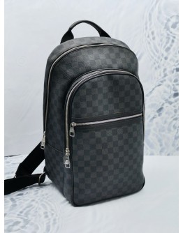 (LIKE NEW) LOUIS VUITTON MICHAEL BACKPACK IN BLACK DAMIER GRAPHITE CANVAS WITH DOUBLE ZIP