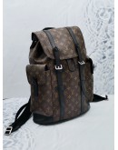 (LIKE NEW) LOUIS VUITTON CHRISTOPHER MM BROWN MONOGRAM MACASSAR CANVAS WITH BLACK LEATHER BACKPACK