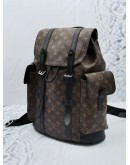 (LIKE NEW) LOUIS VUITTON CHRISTOPHER MM BROWN MONOGRAM MACASSAR CANVAS WITH BLACK LEATHER BACKPACK