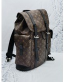 (LIKE NEW) LOUIS VUITTON CHRISTOPHER MM BROWN MONOGRAM MACASSAR CANVAS WITH BLACK LEATHER BACKPACK