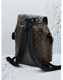 (LIKE NEW) LOUIS VUITTON CHRISTOPHER MM BROWN MONOGRAM MACASSAR CANVAS WITH BLACK LEATHER BACKPACK