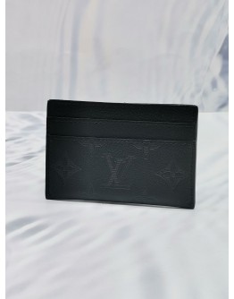 (BRAND NEW) LOUIS VUITTON DOUBLE CARD HOLDER IN BLACK MONOGRAM SHADOW CALF LEATHER -FULL SET-