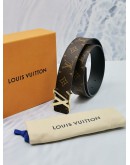 (BRAND NEW) LOUIS VUITTON REVERSIBLE BELT BROWN MONOGRAM CANVAS / LEATHER SIZE 80/32 -FULL SET-