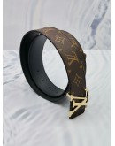 (BRAND NEW) LOUIS VUITTON REVERSIBLE BELT BROWN MONOGRAM CANVAS / LEATHER SIZE 80/32 -FULL SET-