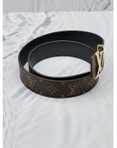 (BRAND NEW) LOUIS VUITTON REVERSIBLE BELT BROWN MONOGRAM CANVAS / LEATHER SIZE 80/32 -FULL SET-