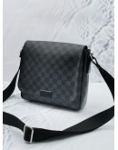 (LIKE NEW) LOUIS VUITTON DISTRICT PM MESSENGER FLAP BAG IN BLACK DAMIER GRAPHITE CANVAS 