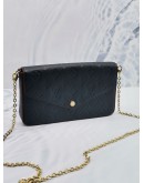 LOUIS VUITTON FELICIE NAVY BLUE MONOGRAM EMPREINTE LEATHER CROSSBODY BAG 