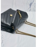 (LIKE NEW) 2022 YSL SAINT LAURENT LOULOU SMALL IN BLACK CHEVRON QUILTED LAMBSKIN LEATHER GOLD CHAIN BAG