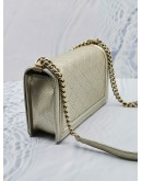 (LIKE NEW) CHANEL NEW MEDIUM BOY METALLIC GOLD PERFORATED LAMBSKIN LEATHER FLAP CHAIN BAG YEAR 2015