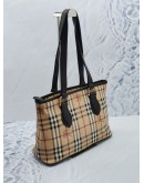 BURBERRY BROWN / BEIGE HAYMARKET NOVA CHECK CANVAS REGENT TOTE SHOULDER BAG