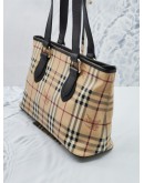 BURBERRY BROWN / BEIGE HAYMARKET NOVA CHECK CANVAS REGENT TOTE SHOULDER BAG