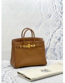 (BRAND NEW) 2020 HERMES CLASSIC BIRKIN 25 CARAMEL BROWN TOGO LEATHER WITH GOLD HARDWARE TOP HANDLE BAG 