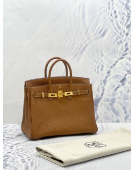 (BRAND NEW) 2020 HERMES CLASSIC BIRKIN 25 CARAMEL BROWN TOGO LEATHER WITH GOLD HARDWARE TOP HANDLE BAG 
