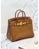 (BRAND NEW) 2020 HERMES CLASSIC BIRKIN 25 CARAMEL BROWN TOGO LEATHER WITH GOLD HARDWARE TOP HANDLE BAG 