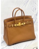 (BRAND NEW) 2020 HERMES CLASSIC BIRKIN 25 CARAMEL BROWN TOGO LEATHER WITH GOLD HARDWARE TOP HANDLE BAG 