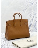 (BRAND NEW) 2020 HERMES CLASSIC BIRKIN 25 CARAMEL BROWN TOGO LEATHER WITH GOLD HARDWARE TOP HANDLE BAG 