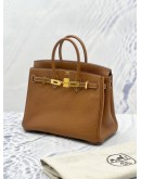 (BRAND NEW) 2020 HERMES CLASSIC BIRKIN 25 CARAMEL BROWN TOGO LEATHER WITH GOLD HARDWARE TOP HANDLE BAG 