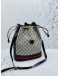 GUCCI OPHIDIA GG SUPREME CANVAS WITH NAVY BLUE LEATHER BUCKET BAG
