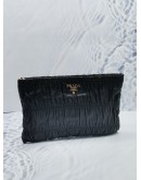 PRADA BLACK GAUFRE NAPPA LEATHER CLUTCH