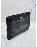 PRADA BLACK GAUFRE NAPPA LEATHER CLUTCH