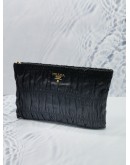 PRADA BLACK GAUFRE NAPPA LEATHER CLUTCH