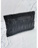 PRADA BLACK GAUFRE NAPPA LEATHER CLUTCH