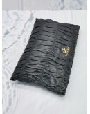 PRADA BLACK GAUFRE NAPPA LEATHER CLUTCH