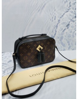 LOUIS VUITTON SAINTONGE BROWN MONOGRAM CANVAS WITH BLACK LEATHER CROSSBODY BAG  