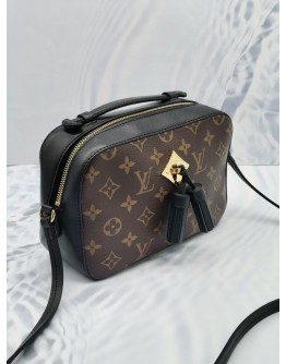 LOUIS VUITTON SAINTONGE BROWN MONOGRAM CANVAS WITH BLACK LEATHER CROSSBODY BAG  