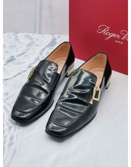 ROGER VIVIER ZIP LOAFER BLACK PATENT LEATHER SIZE 37 1/2 -FULL SET-