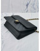 CHANEL VINTAGE FLAP BAG BLACK QUILTED LAMBSKIN LEATHER GOLD CHAIN HARDWARE 