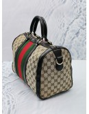 GUCCI GG WEB BOSTON BAG WITH RED GREEN STRIPE WITH ADJUSTABLE STRAP 