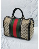 GUCCI GG WEB BOSTON BAG WITH RED GREEN STRIPE WITH ADJUSTABLE STRAP 