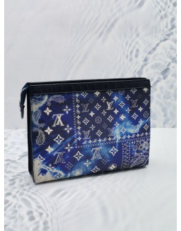 LOUIS VUITTON M81442 POCHETTA VOYAGE MM MONOGRAM BLUE BANDANA PATTERN CLUTCH 