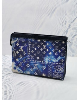 LOUIS VUITTON M81442 POCHETTA VOYAGE MM MONOGRAM BLUE BANDANA PATTERN CLUTCH 