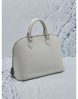 LOUIS VUITTON ALMA MM WHITE EPI LEATHER ZIPPED HANDLE BAG 