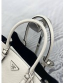 (LIKE NEW) PRADA IN WHITE SAFFIANO LEATHER CUIR TWIN TOTE BAG WITH STRAP