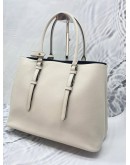 (LIKE NEW) PRADA IN WHITE SAFFIANO LEATHER CUIR TWIN TOTE BAG WITH STRAP