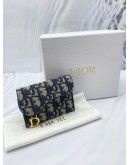 (BRAND NEW) 2024 CHRISTIAN DIOR SADDLE BLOOM CARD HOLDER IN BLUE DIOR OBLIQUE JACQUARD -FULL SET-