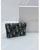 (BRAND NEW) 2024 CHRISTIAN DIOR SADDLE BLOOM CARD HOLDER IN BLUE DIOR OBLIQUE JACQUARD -FULL SET-