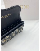 (BRAND NEW) 2024 CHRISTIAN DIOR SADDLE BLOOM CARD HOLDER IN BLUE DIOR OBLIQUE JACQUARD -FULL SET-