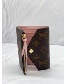 (LIKE NEW) LOUIS VUITTON VICTORINE WALLET IN BROWN MONOGRAM CANVAS & ROSE BALLERINE PINK COWHIDE LEATHER