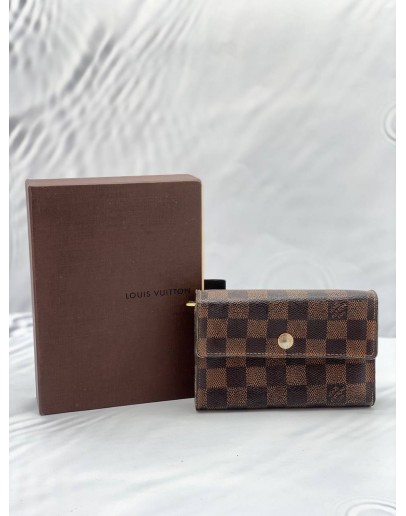 LOUIS VUITTON TRI-FOLD WALLET IN BROWN DAMIER EBENE CANVAS