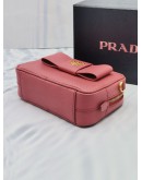 (UNUSED) PRADA BOW RIBBON SAFFIANO LEATHER ZIPPED SMALL CAMERA CROSSBODY BAG IN PINK -FULL SET-