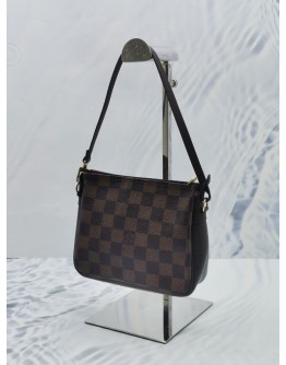 LOUIS VUITTON BROWN DAMIER EBENE CANVAS TROUSSE SHOULDER POUCH